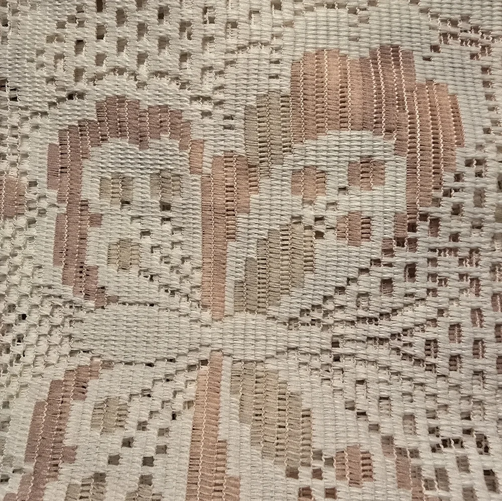Sears Vintage Elegant Lace Butterfly Curtain Panels X 2 - Cream and Pink
